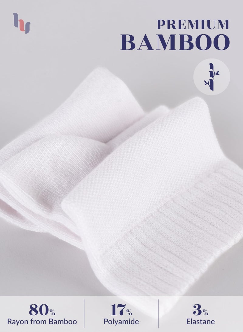 Hugh Ugoli Diabetic Socks for Women, Super Soft & Thin Ankle Socks, Wide & Loose, Non-Binding Top & Seamless Toe, 4 Pairs, White, Shoe Size: 10-12 - Image 4